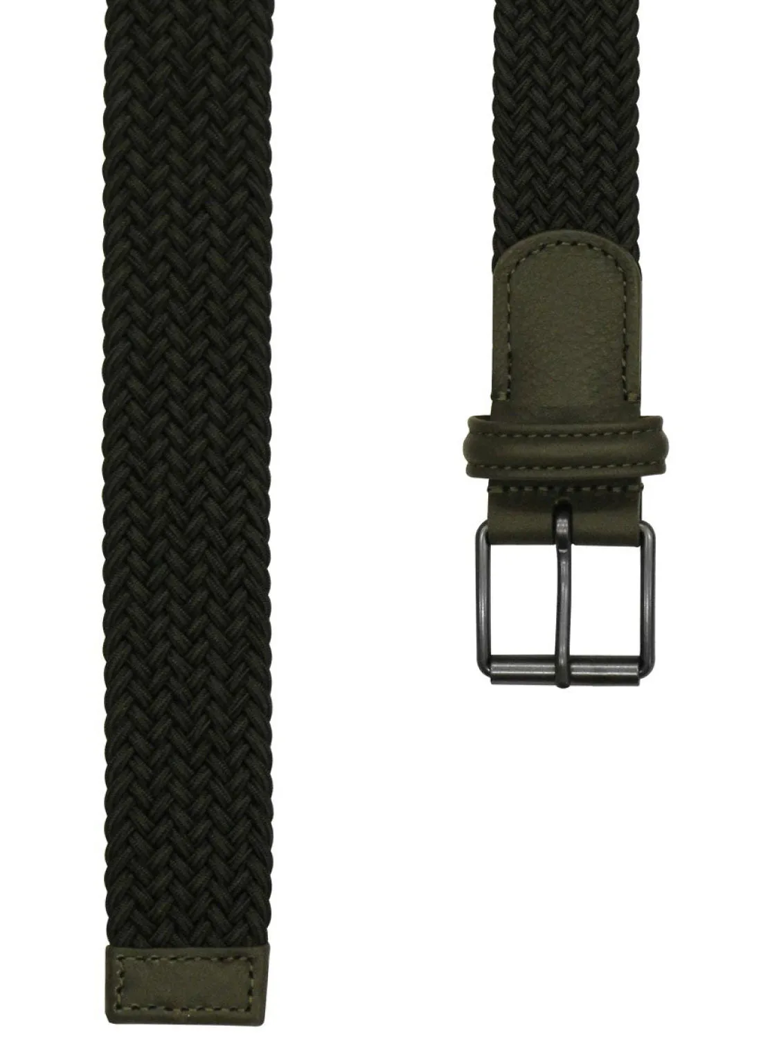 Anderson's Leather-Trimmed Woven Belt Green