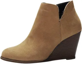 Ankle Boots for Women, Non-Slip Thick Heel Round Toe Wedding Boots Wedge Booties Fashion Suede Side Zipper Ankle Boots