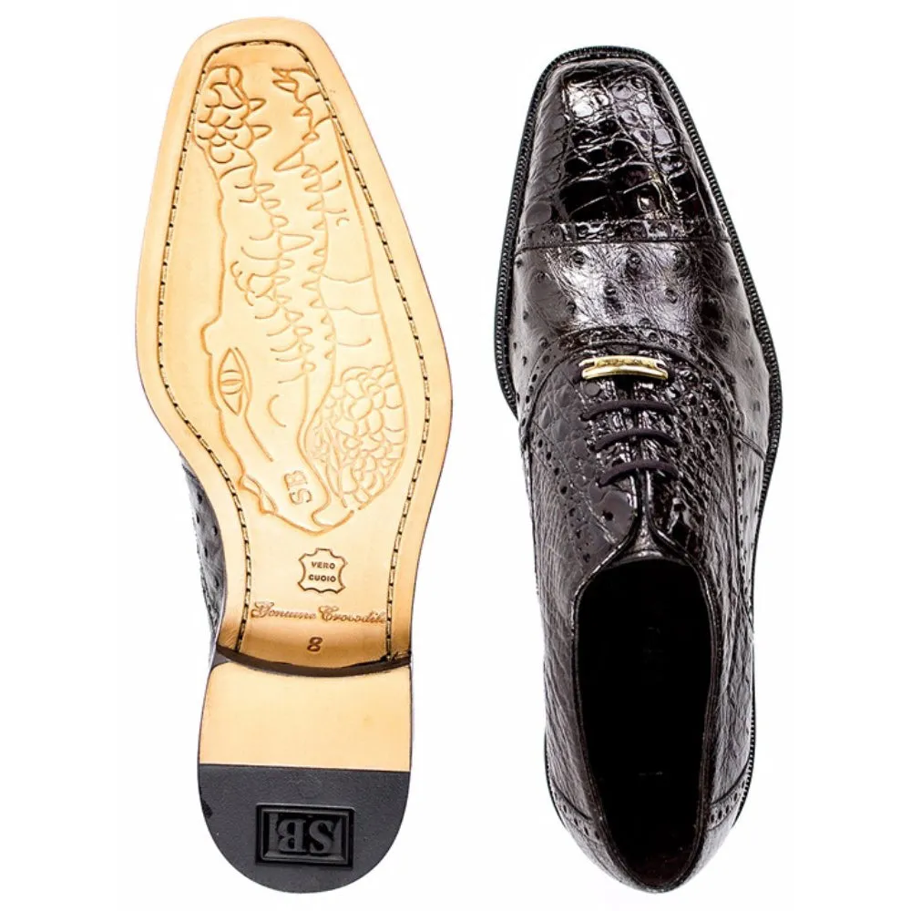 Belvedere Onesto Brown Genuine Ostrich & Crocodile  Men's Oxford