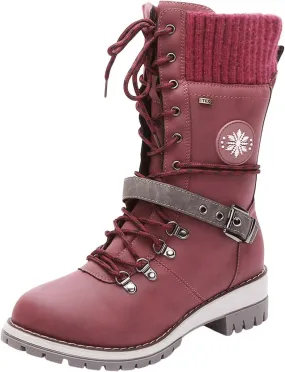 Boots for Women Low Heel Mid Calf Dress Lace Up Boots Biker Motorcycle Riding Boots with Zipper Fall Boots 2024