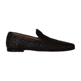 Brown Woven Leather Mocassin