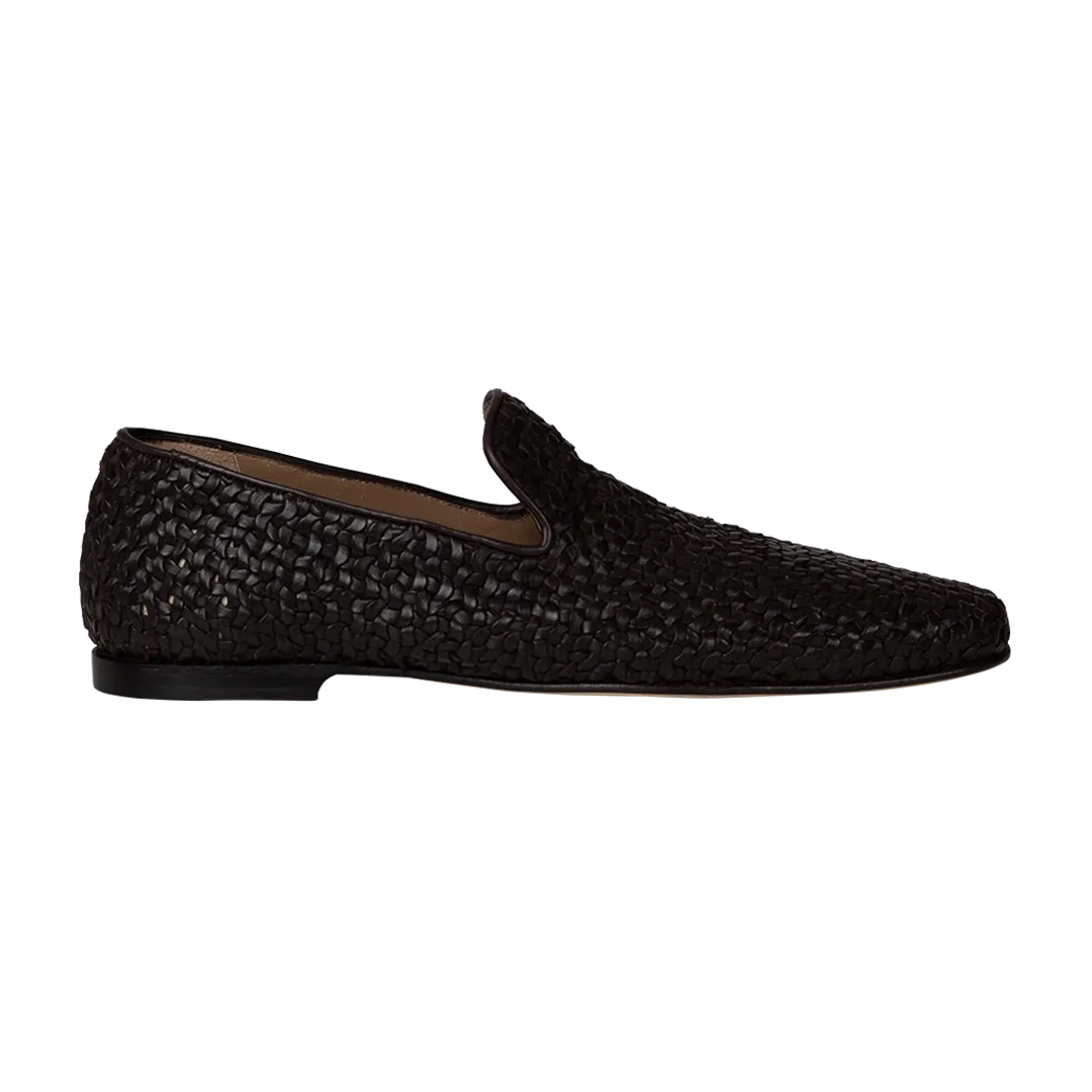 Brown Woven Leather Mocassin