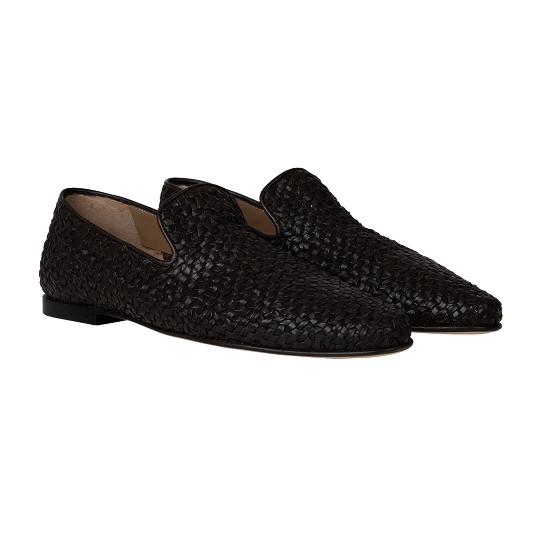 Brown Woven Leather Mocassin