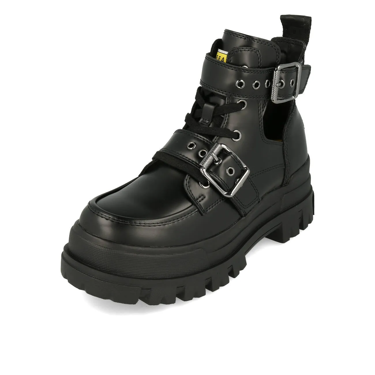 Buffalo Aspha Bike Bootie Flat Damen Vegan Box Nappa Black