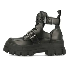 Buffalo Aspha Bike Bootie Flat Damen Vegan Box Nappa Black