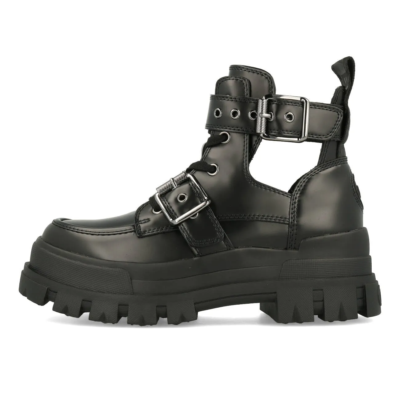 Buffalo Aspha Bike Bootie Flat Damen Vegan Box Nappa Black
