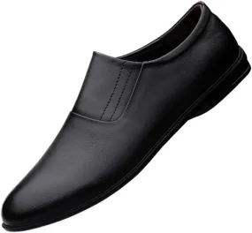 Casual Business Oxford Leather Shoes Men Genuine Leather Shoes Luxury Loafers Men Lightweight Comfortable Moccasin Flat Slip-On Mens Shoes Casual Driving Shoes