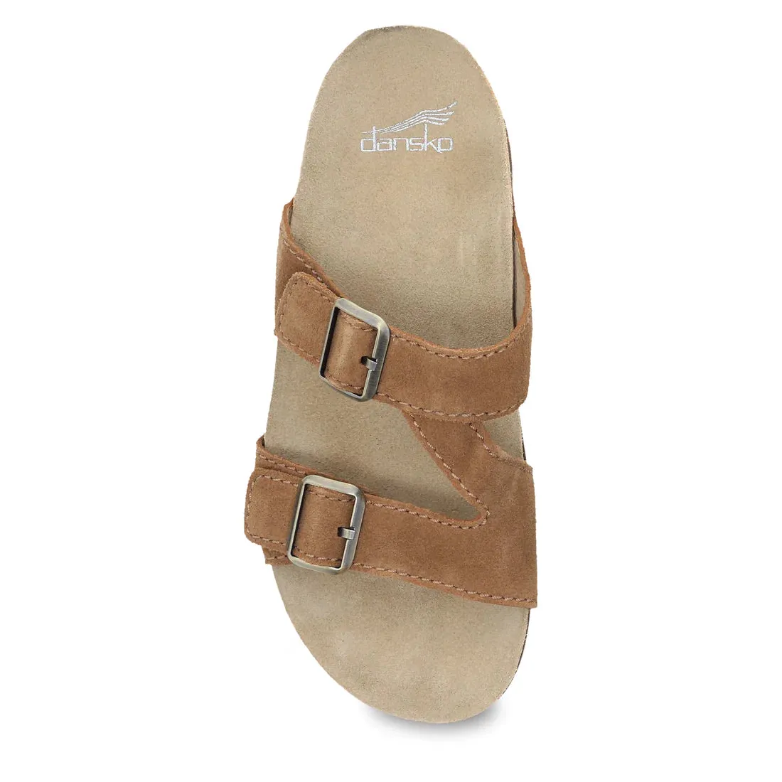 Dayna Two Strap Suede Sandal in Tan