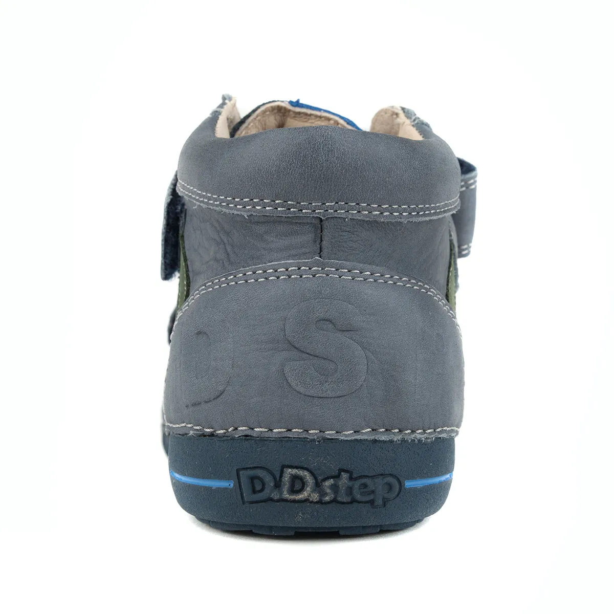 D.D. Step big kid boy high-top shoes grey with red, white, green stripe size US 13-4