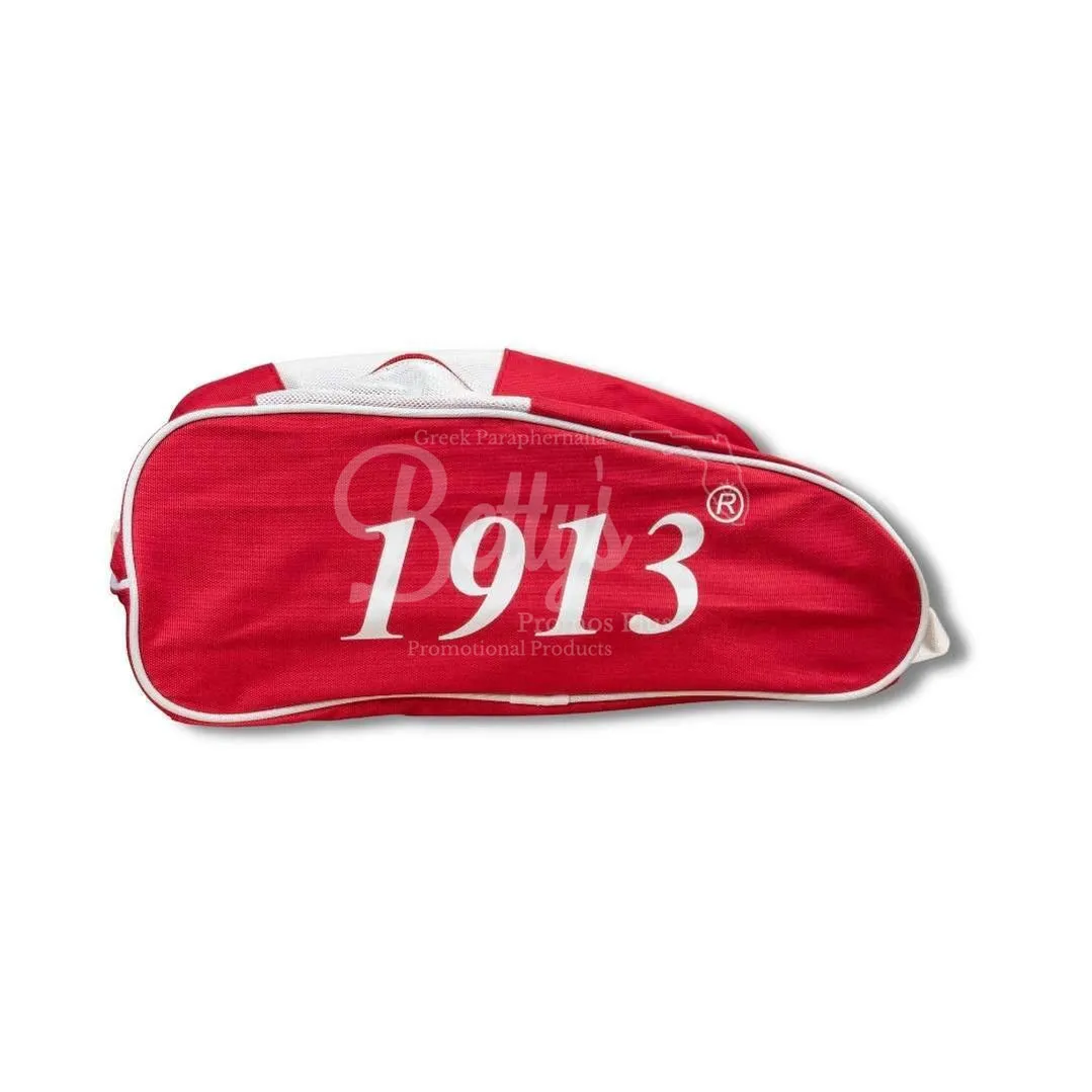 Delta Sigma Theta ΔΣΘ Shield Red & White Canvas Shoe Bag with Zippered Mesh