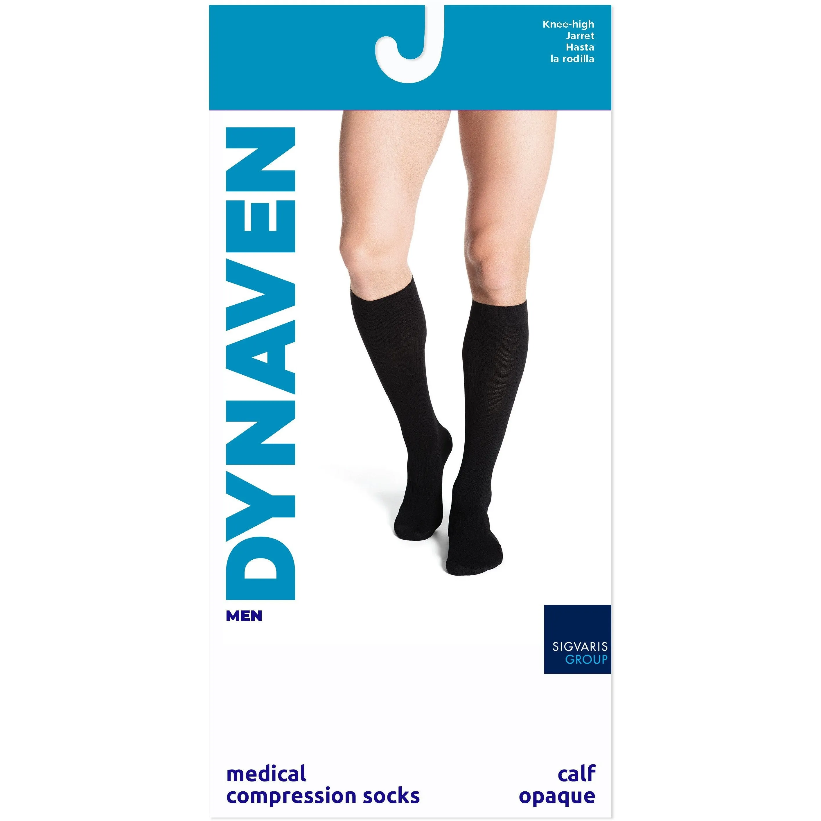 Dynaven Opaque Ribbed Men's Knee High 20-30 mmHg w/ Silicone Top
