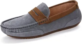 Easy to Put and Remove. Smoking Loafer Driving Moccasins for Men Suede Vamp Genuine Leather Stitching Details Round Toe Penny Loafer Flexible Resistant Comfortable Casual for All Occasions