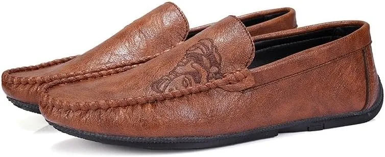 Men Luxury Fashion Loafers Shoes Brown British Fashion Slip-On Outdoor Comfortable Business Dress Shoes Men Shoes