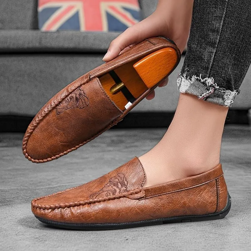 Men Luxury Fashion Loafers Shoes Brown British Fashion Slip-On Outdoor Comfortable Business Dress Shoes Men Shoes