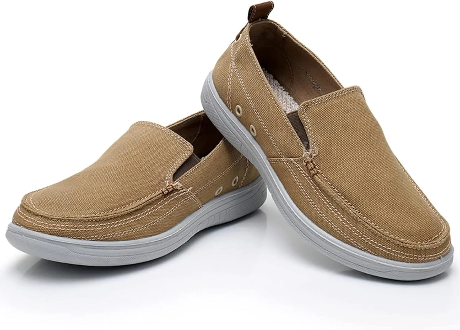 Men's Canvas Stirrup Shoes Casual Comfortable Non-Slip Sneakers Flat Bottom Breathable Soft Bottom Driving Walking Boat Shoes