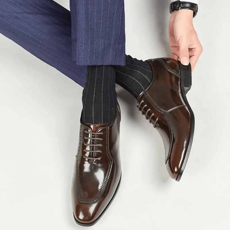 Men's Casual Genuine Leather Lace Up Flats Hand-Sewed Walking Driving Shoes Office Working Premium Leather Derby