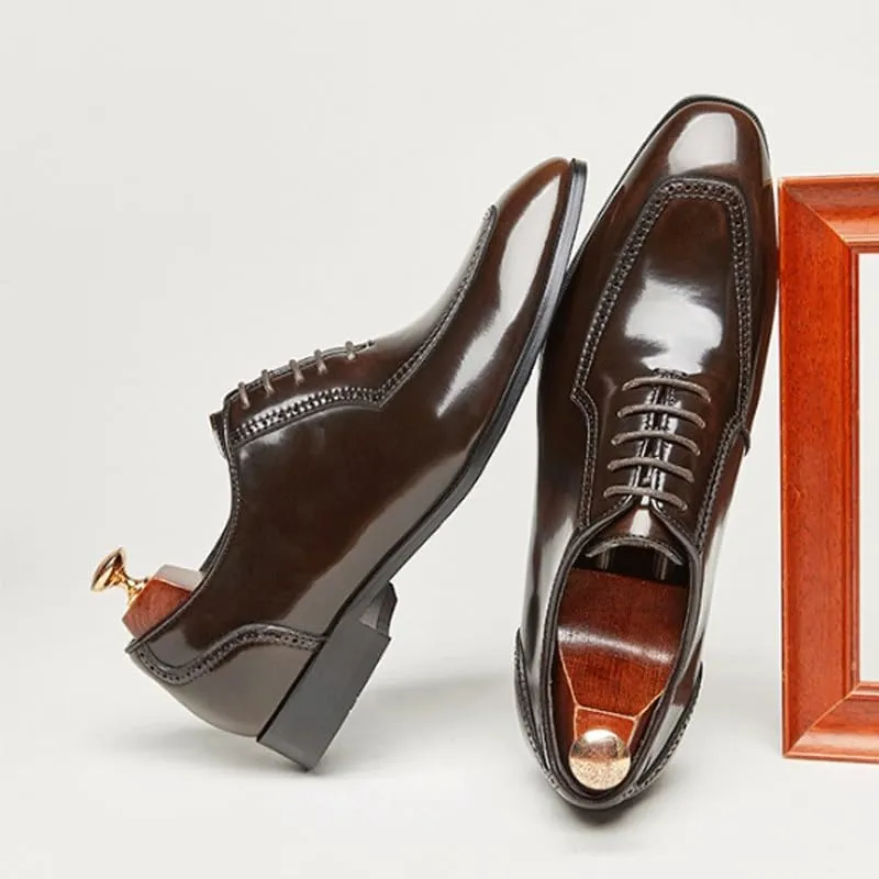 Men's Casual Genuine Leather Lace Up Flats Hand-Sewed Walking Driving Shoes Office Working Premium Leather Derby