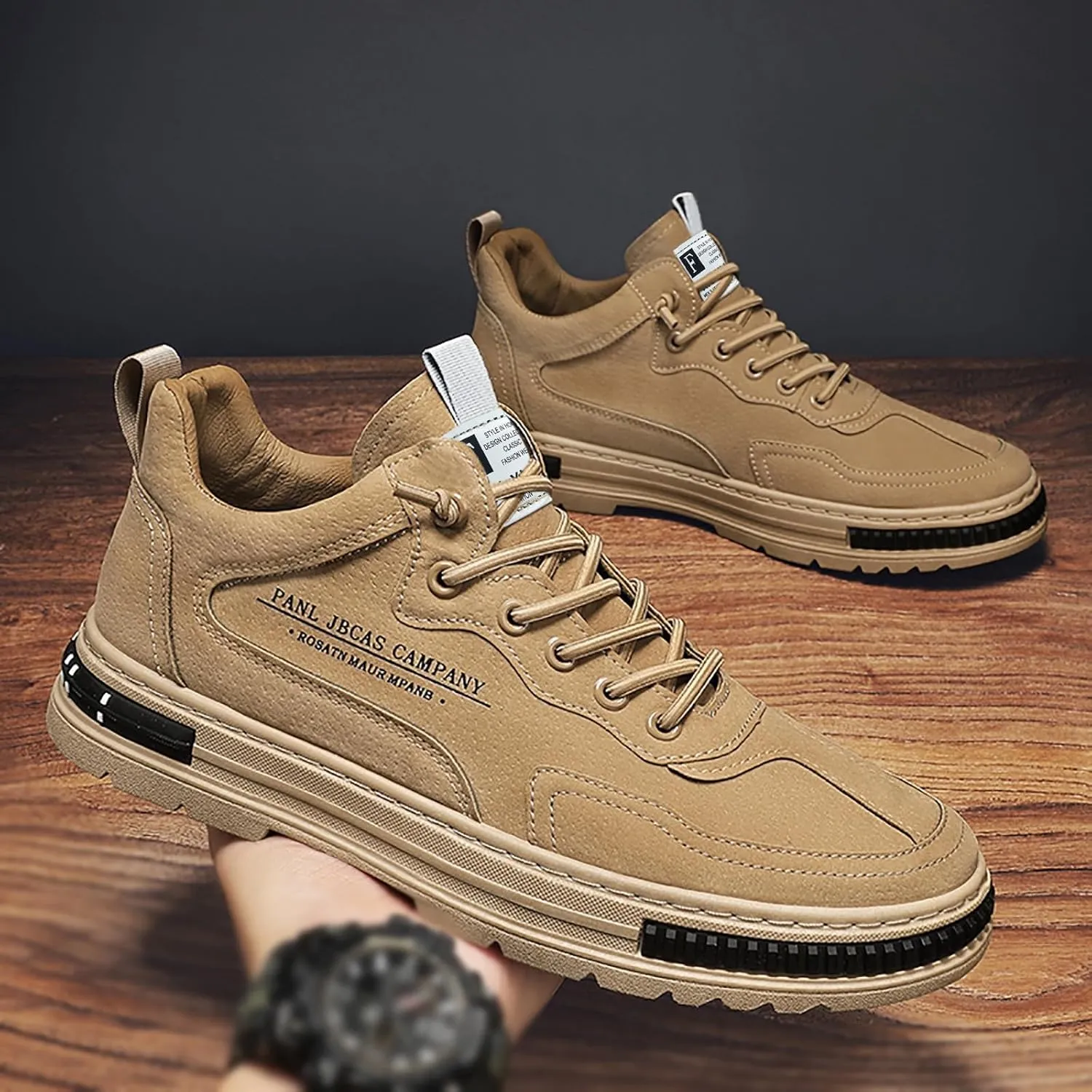 Mens Fashion Sneakers Flat Bottom Soft Sole High Top Lightweight Sports Shoes Casual Lace up Breathable Comfortable Simple Walking Shoes for Men