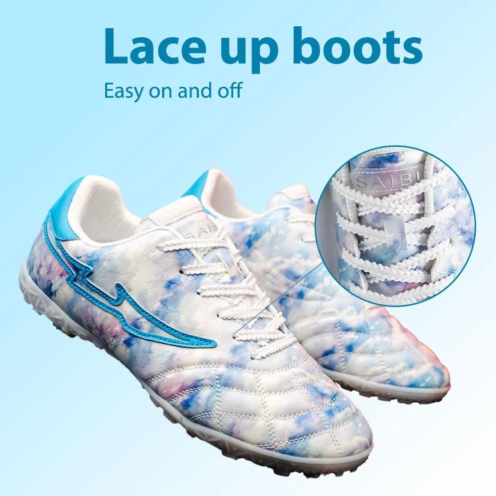 Mens Football Boots Astro Turf, Teenager Football Shoes, Low Top Professional Athletic Kids Football Trainers, Light Up Trainers, TF Anti-Slip Comfort Soccer Shoes for Indoor Outdoor