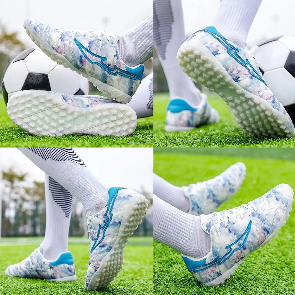 Mens Football Boots Astro Turf, Teenager Football Shoes, Low Top Professional Athletic Kids Football Trainers, Light Up Trainers, TF Anti-Slip Comfort Soccer Shoes for Indoor Outdoor