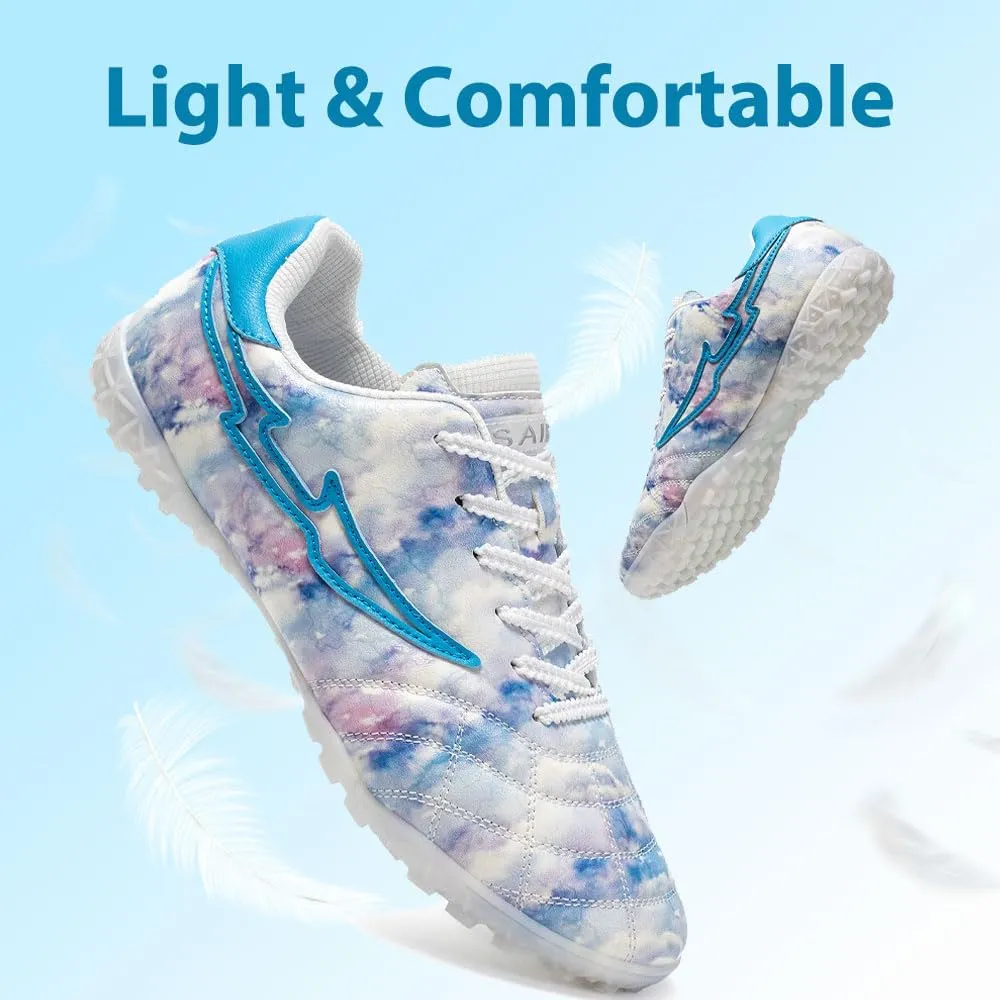 Mens Football Boots Astro Turf, Teenager Football Shoes, Low Top Professional Athletic Kids Football Trainers, Light Up Trainers, TF Anti-Slip Comfort Soccer Shoes for Indoor Outdoor