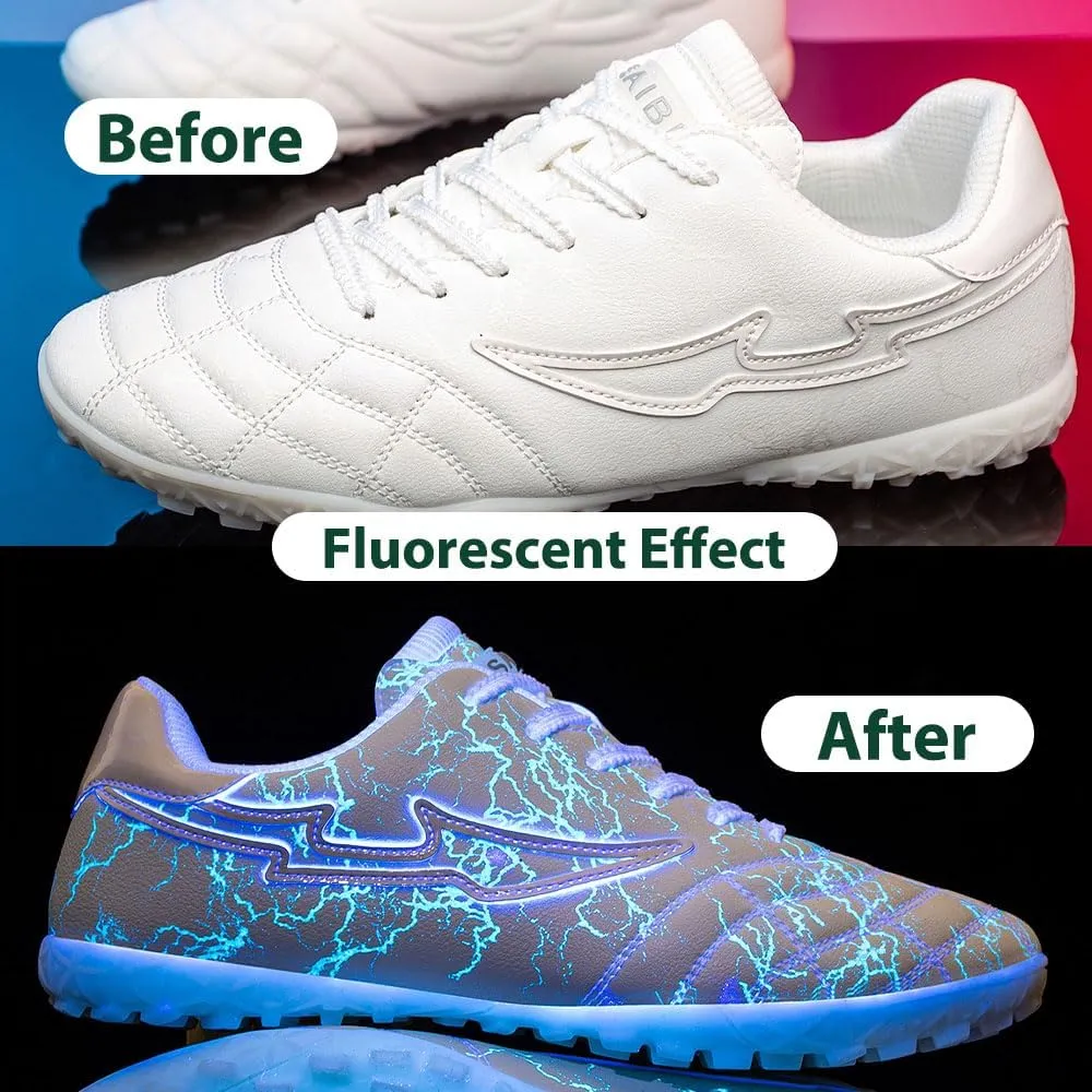 Mens Football Boots Astro Turf, Teenager Football Shoes, Low Top Professional Athletic Kids Football Trainers, Light Up Trainers, TF Anti-Slip Comfort Soccer Shoes for Indoor Outdoor