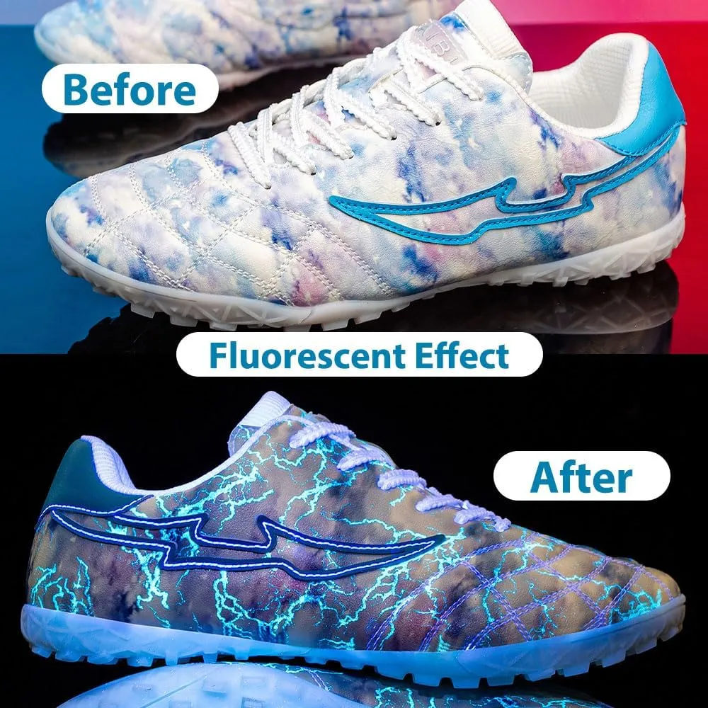Mens Football Boots Astro Turf, Teenager Football Shoes, Low Top Professional Athletic Kids Football Trainers, Light Up Trainers, TF Anti-Slip Comfort Soccer Shoes for Indoor Outdoor