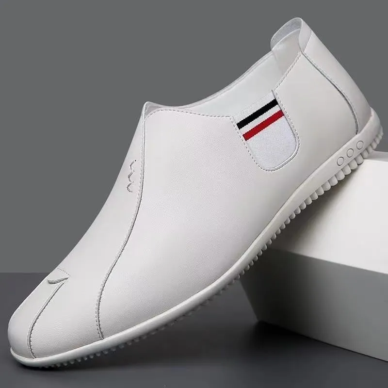 Men's Genuine Leather Slip on Loafers Lightweight Non Slip Soft Bottom Driving Business Work Casual Shoes
