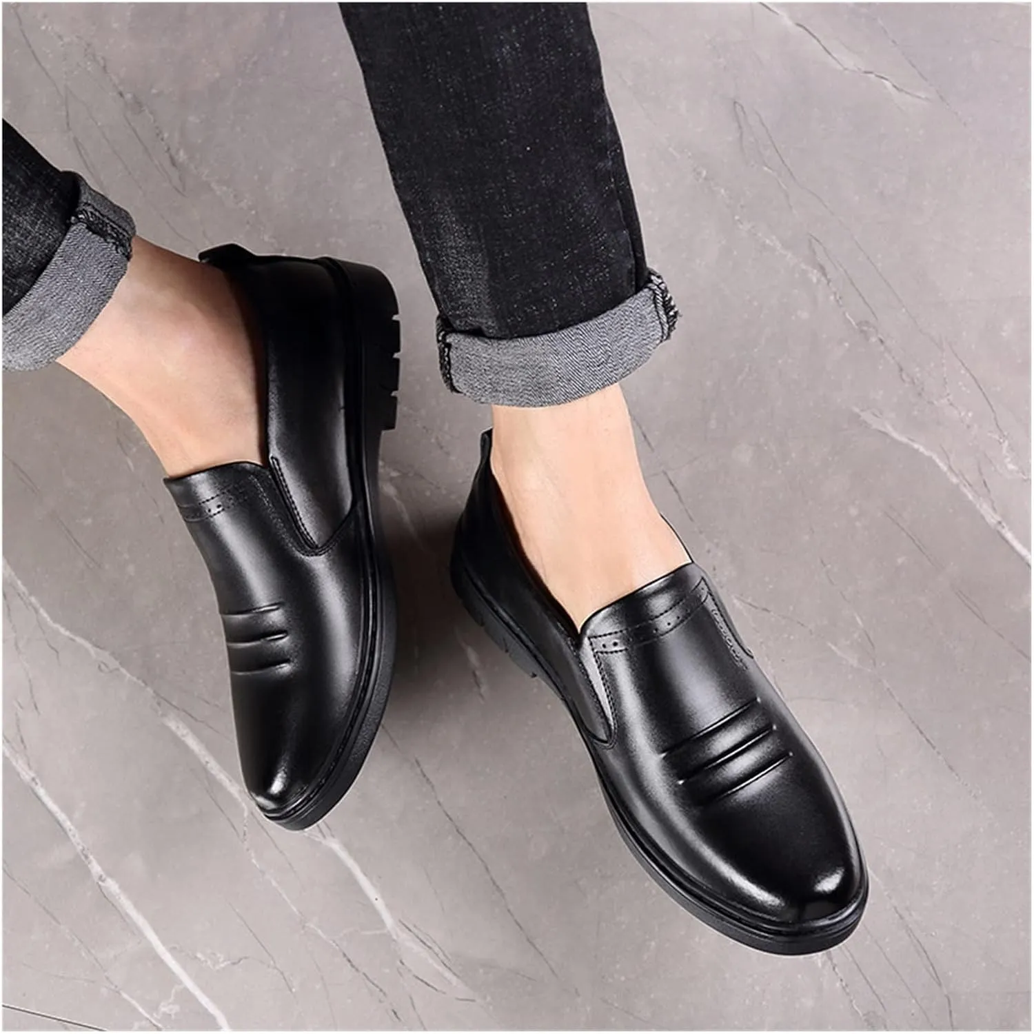 Men's Shoes Men's Leather Shoes Men's Genuine Leather Soft Leather British Business Casual Dad Shoes