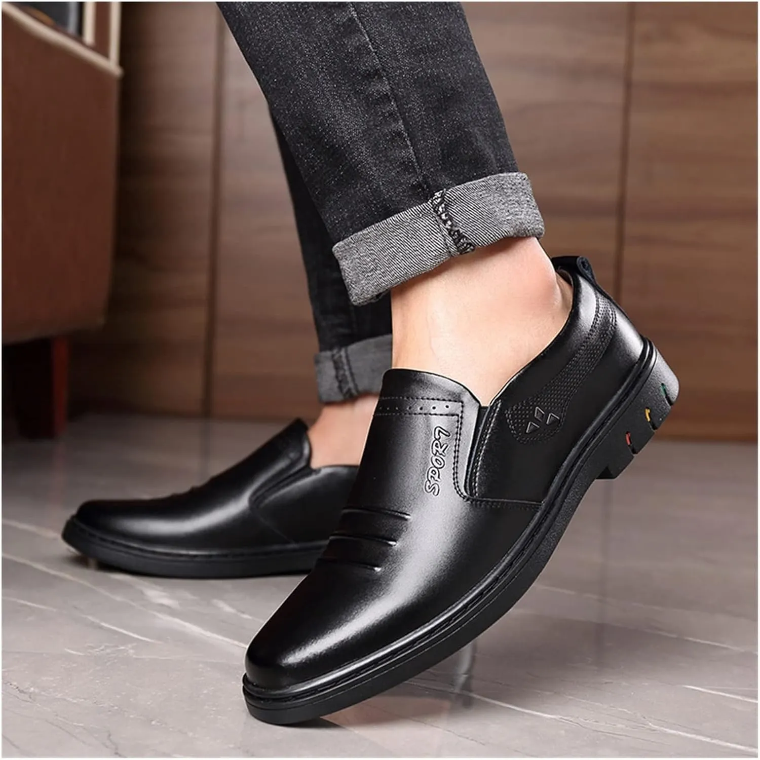 Men's Shoes Men's Leather Shoes Men's Genuine Leather Soft Leather British Business Casual Dad Shoes