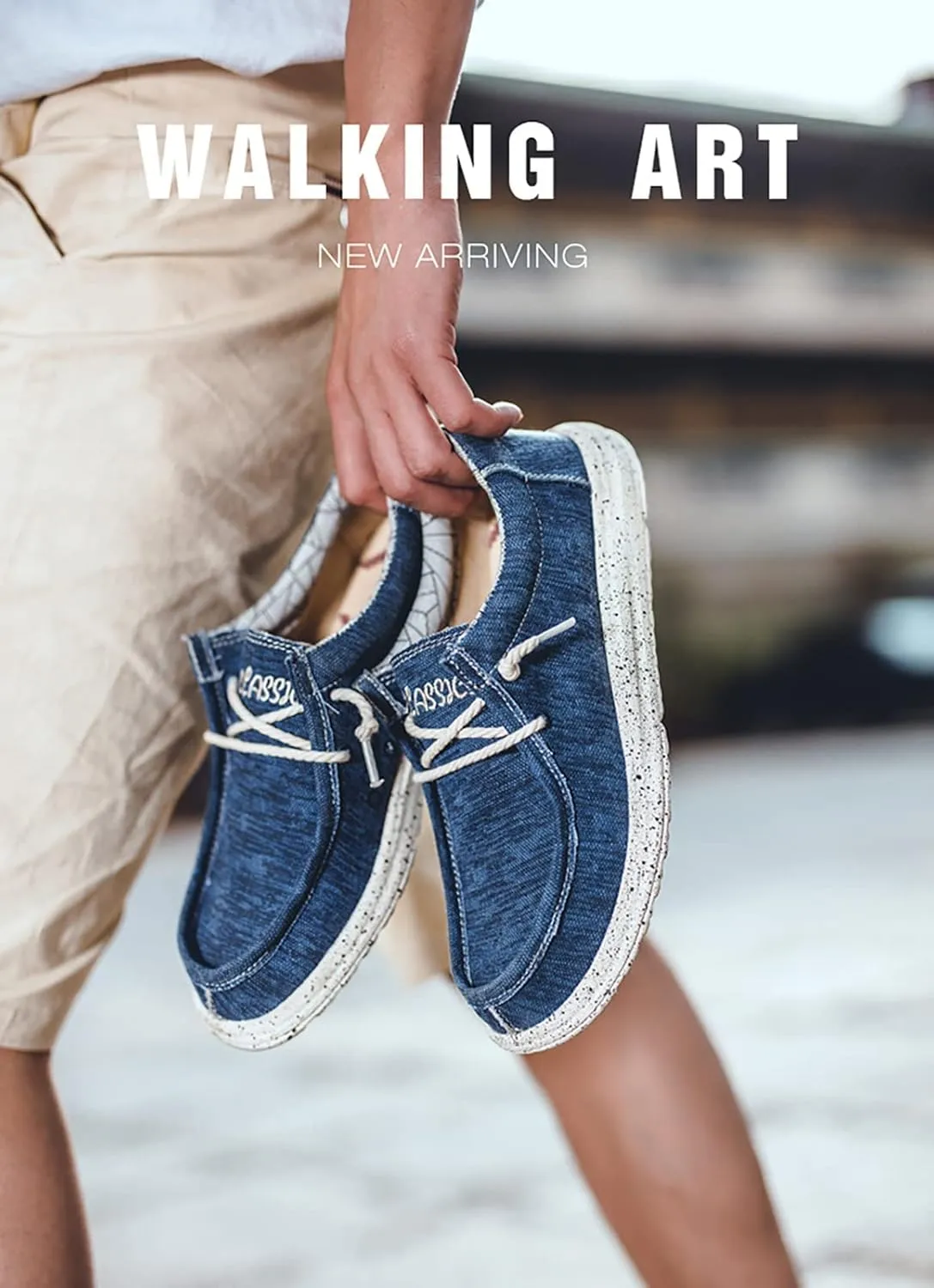 Men's Slip on Canvas Loafers,Flat Lace Up Comfort Good Arch Soft Sole Walking Shoes Deck Shoes Boat Shoes
