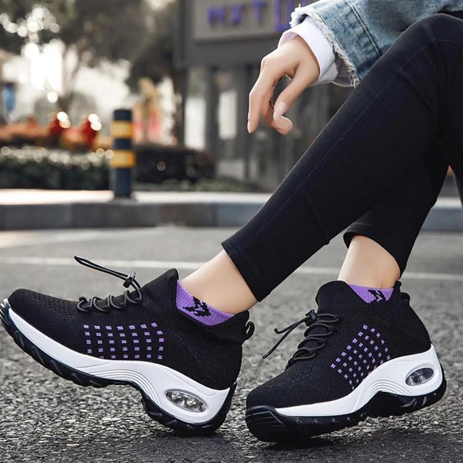 Orthopedic Sneakers for Women Men Adjustable Elastic Strap Trainers Shoes,Lightweight Breathable Damping Air Cushion Sneakers Non-Slip Platform Waterproof Comfort Soles Sports Shoes with Arch Support