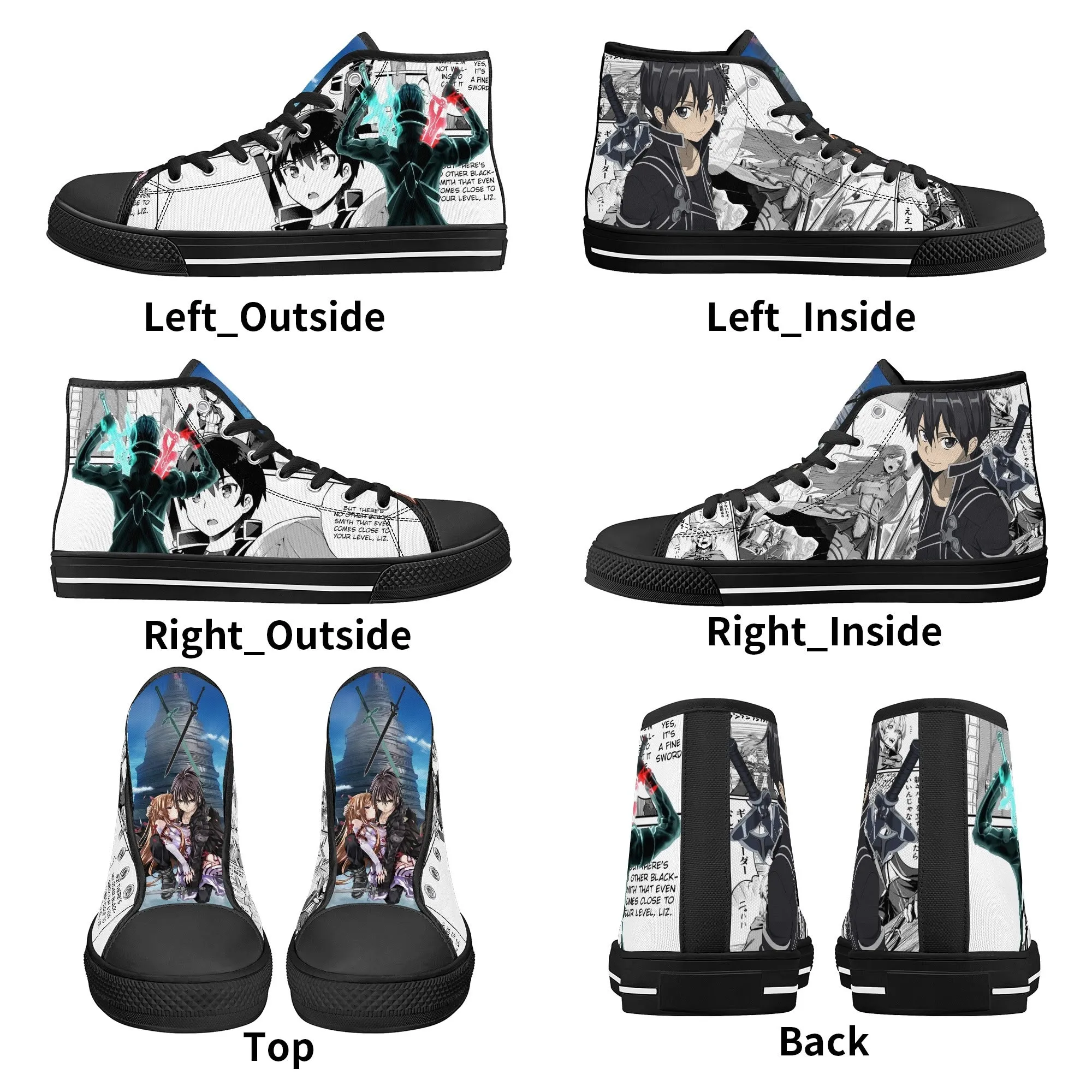 SAO Anime Mens High Top Canvas Shoes