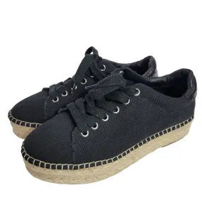 Steve Madden Attitude Espadrille Flatform Shoes Black Canvas Sneakers Size 8.5