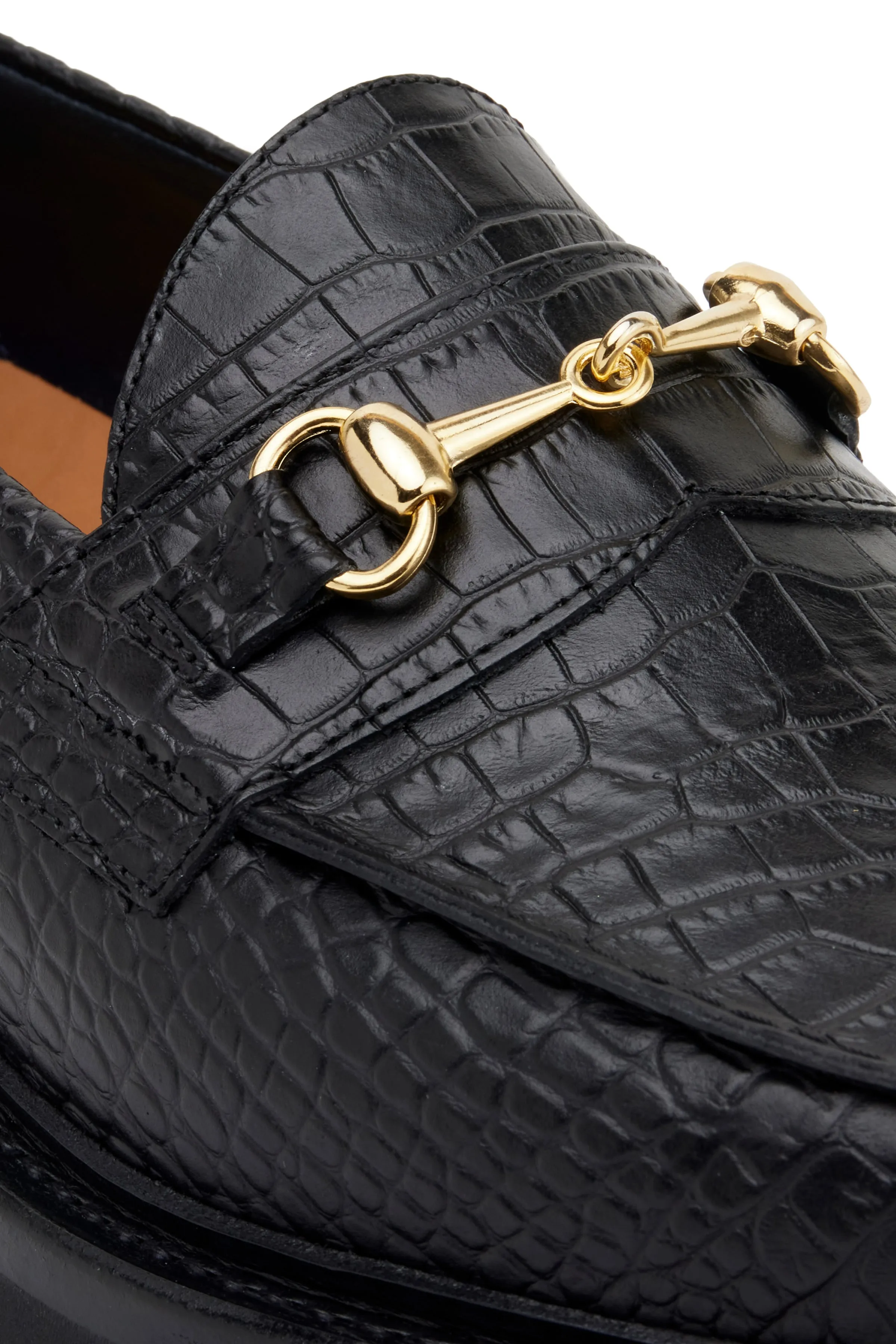 The Mason Horse Bit Loafer, Onyx Croc, Vibram 1757 Lug Sole