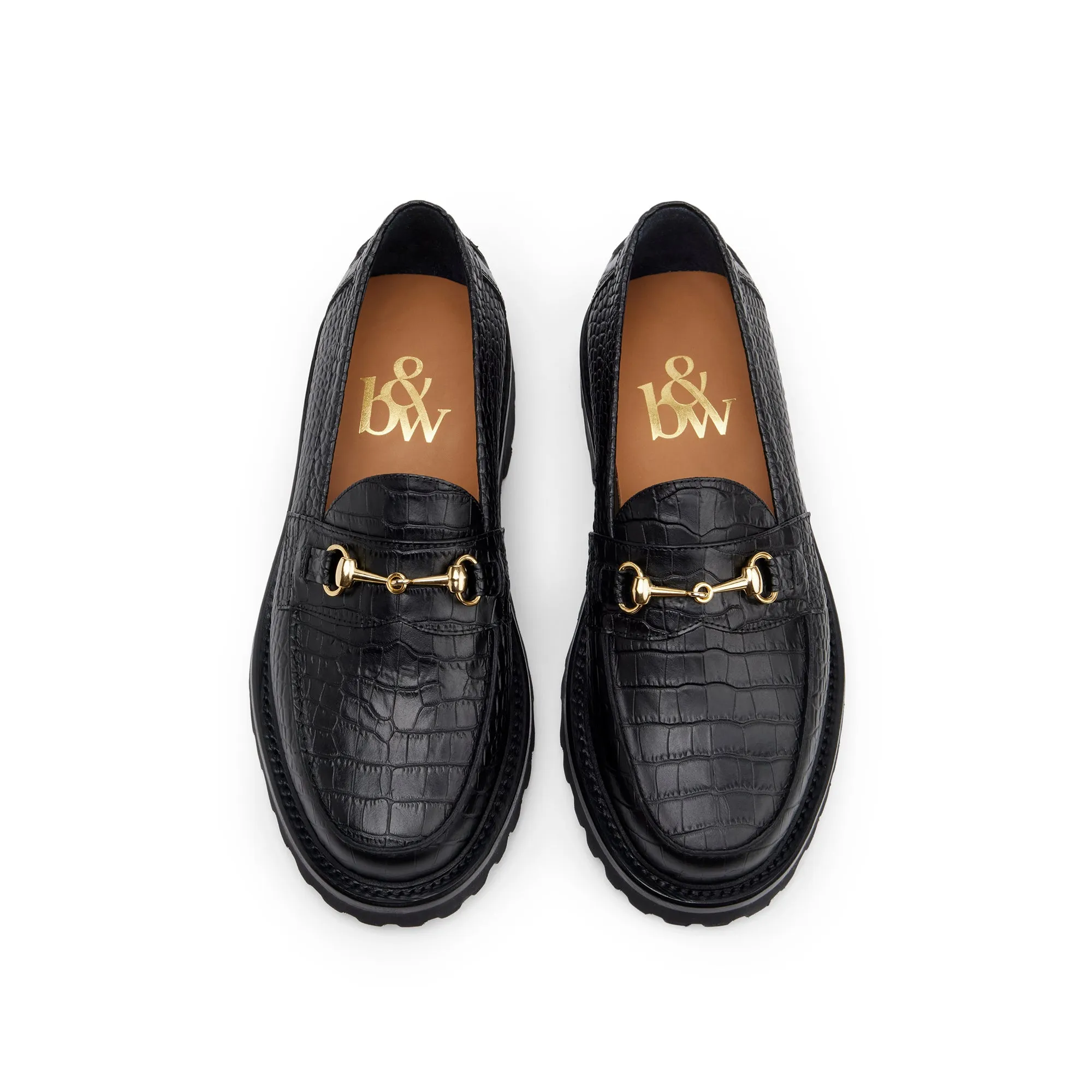 The Mason Horse Bit Loafer, Onyx Croc, Vibram 1757 Lug Sole