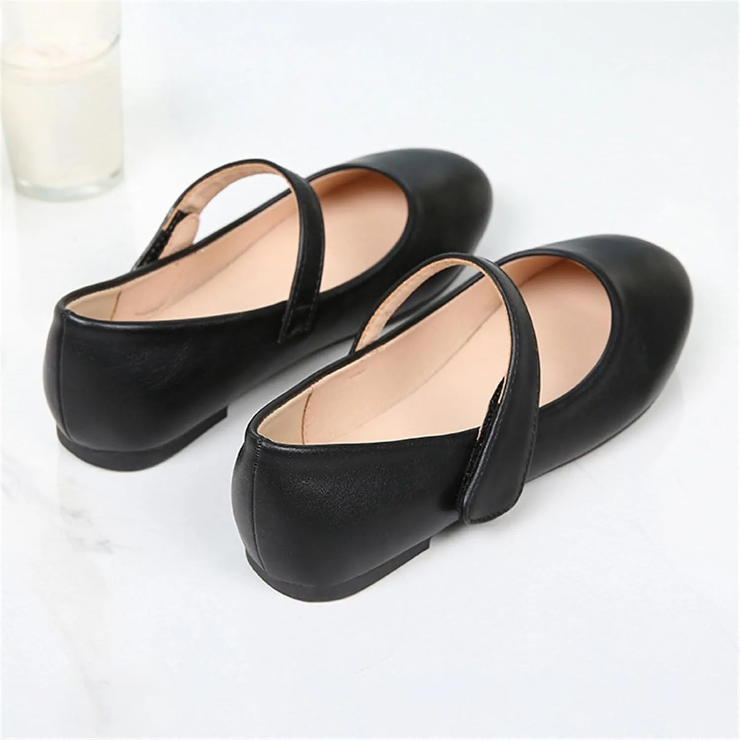 Toddler Girls Mary Jane Ballerina Flat Dress Shoes, Kids Princess Easy Buckle School 𝐔niform Church Formal Shoes
