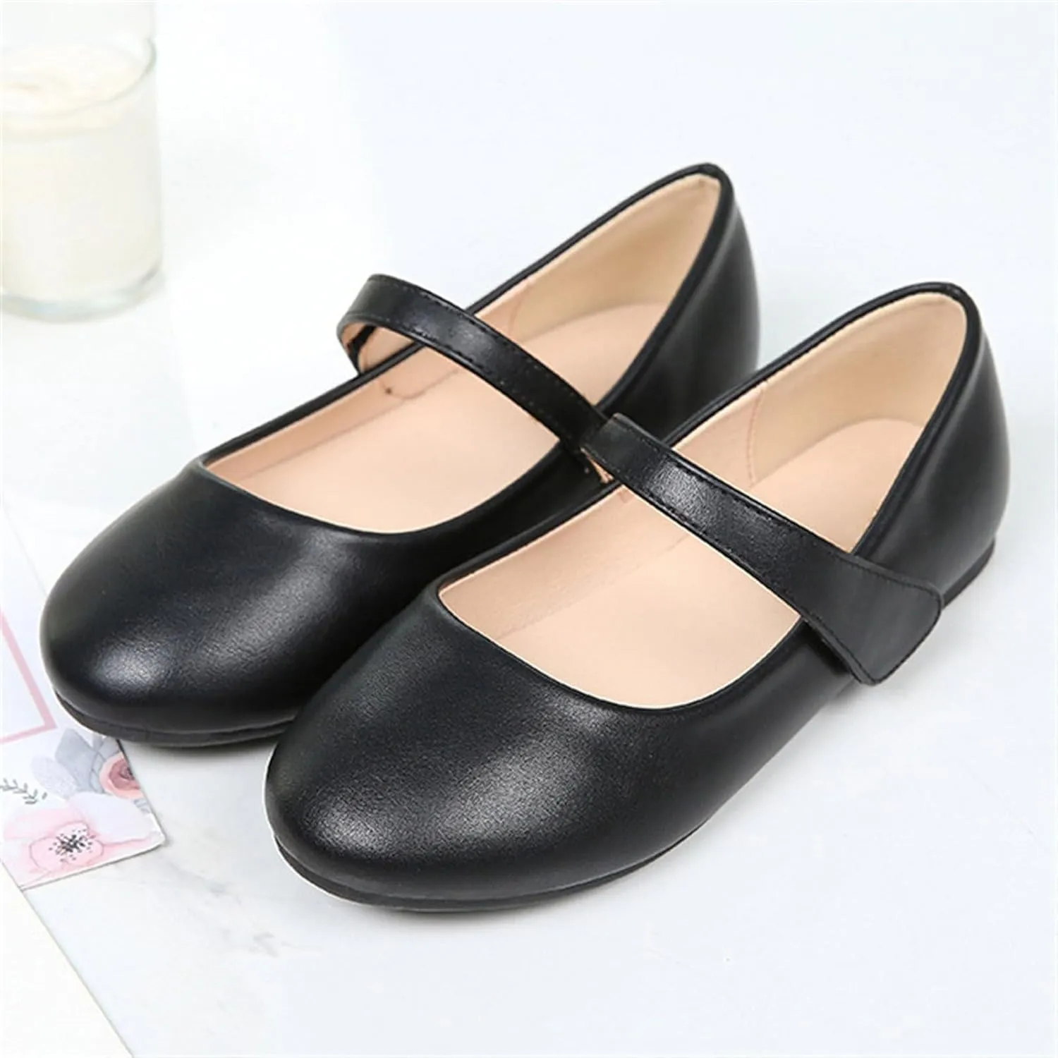 Toddler Girls Mary Jane Ballerina Flat Dress Shoes, Kids Princess Easy Buckle School 𝐔niform Church Formal Shoes