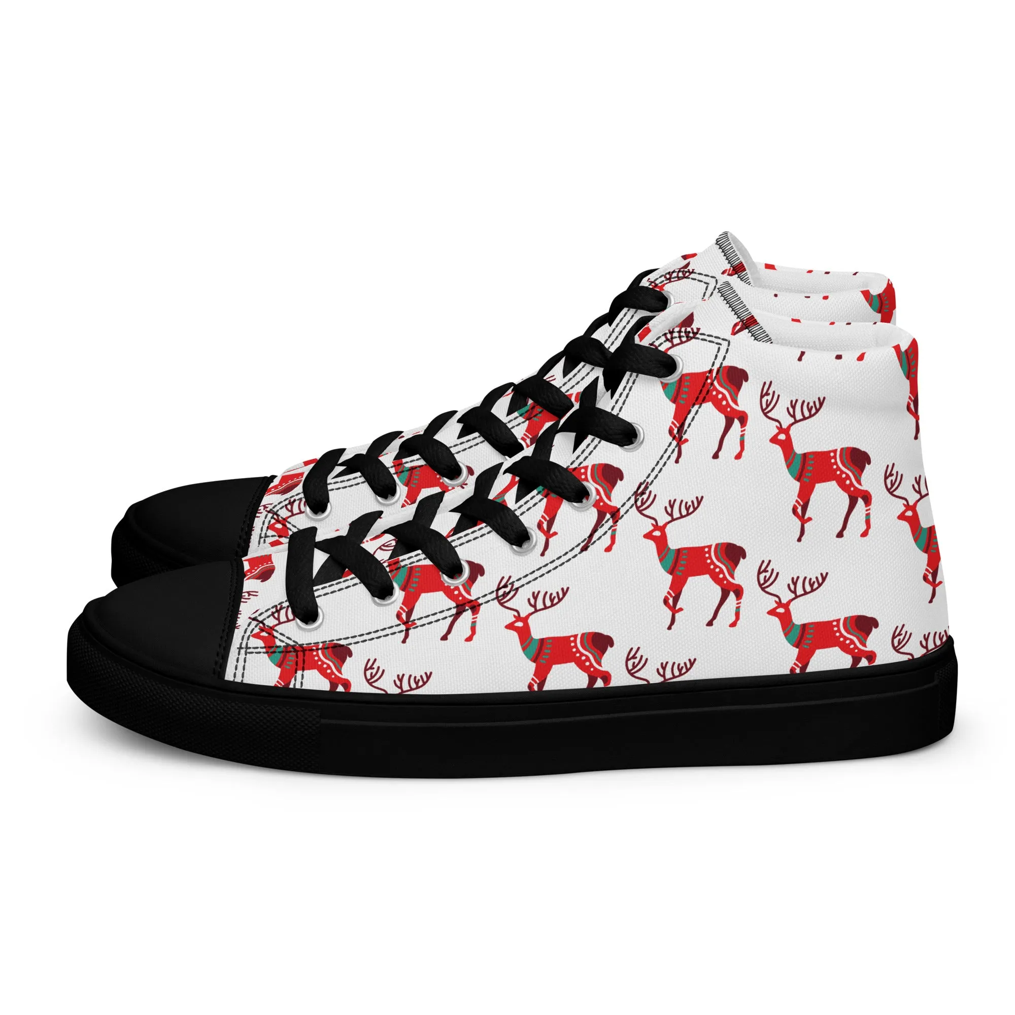 Women Christmas High Top Canvas Shoes (Glamourange Holiday Magic Canvas Shoes For Women - 001)