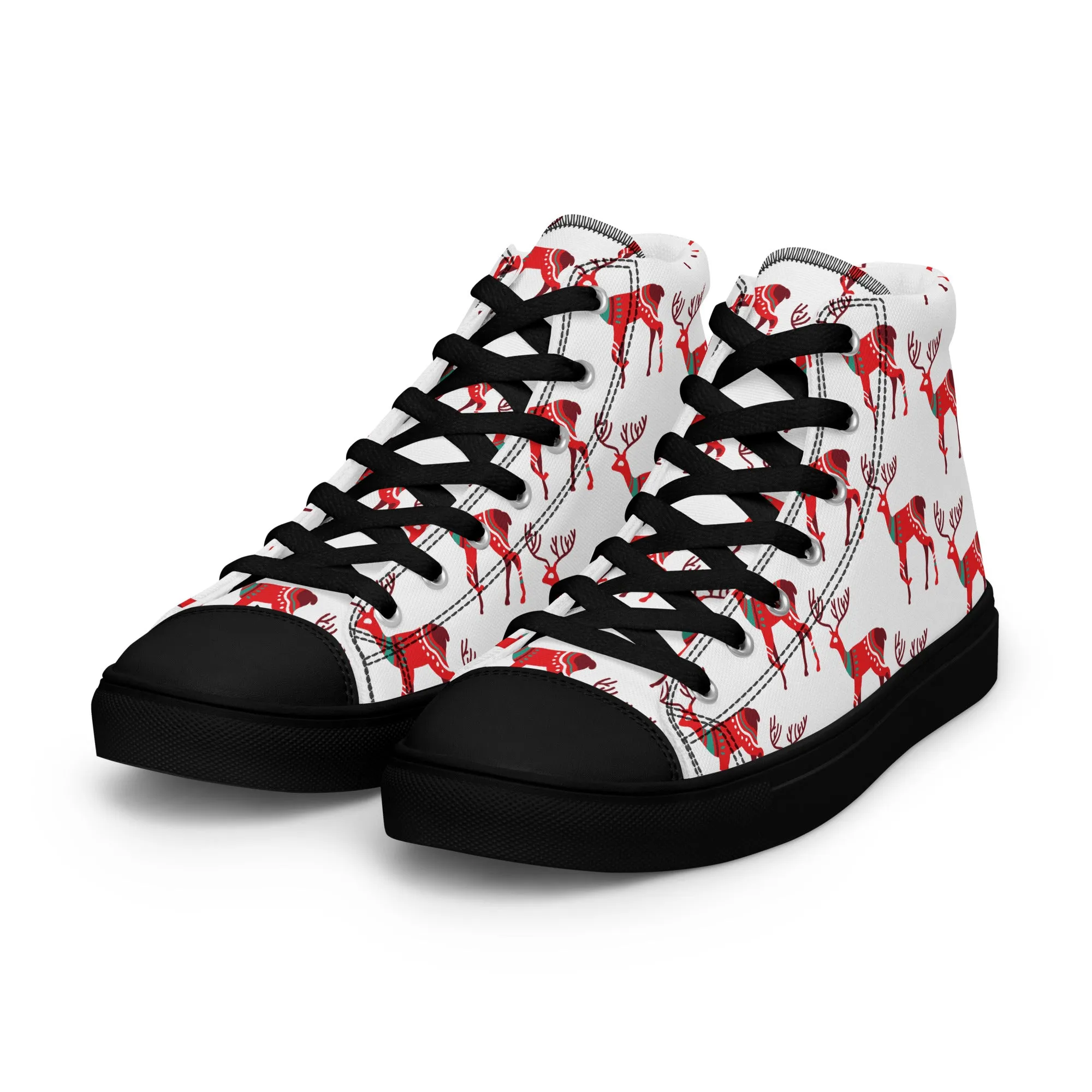 Women Christmas High Top Canvas Shoes (Glamourange Holiday Magic Canvas Shoes For Women - 001)