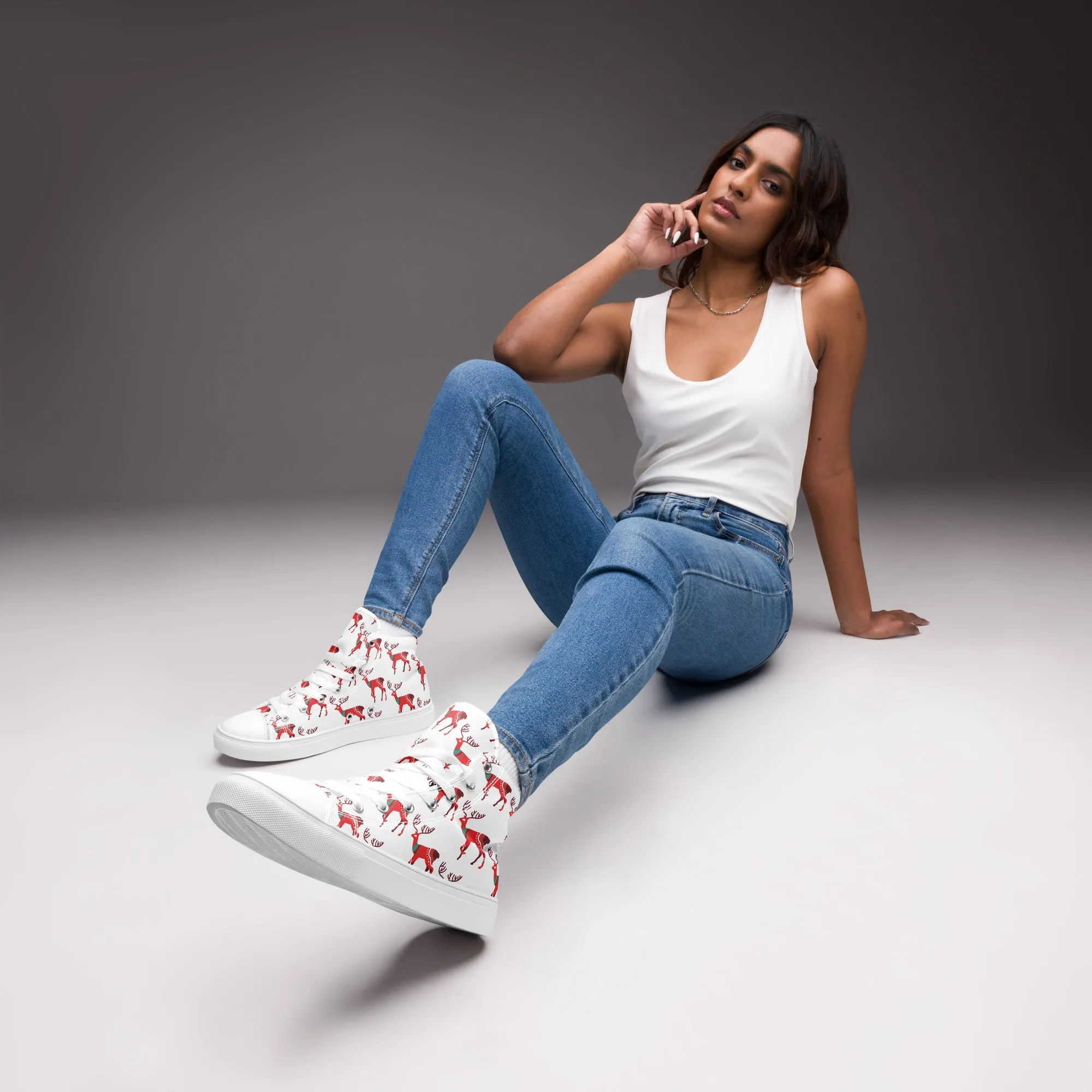 Women Christmas High Top Canvas Shoes (Glamourange Holiday Magic Canvas Shoes For Women - 001)