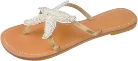 Women's Cute Starfish Clear Flats Comfortable Bohemian Sandals Open Toe Beach Sandal Casual Summer Flip Flops Dressy Slip-on Slides Outdoor Travel Slippers Pentagram Sandals