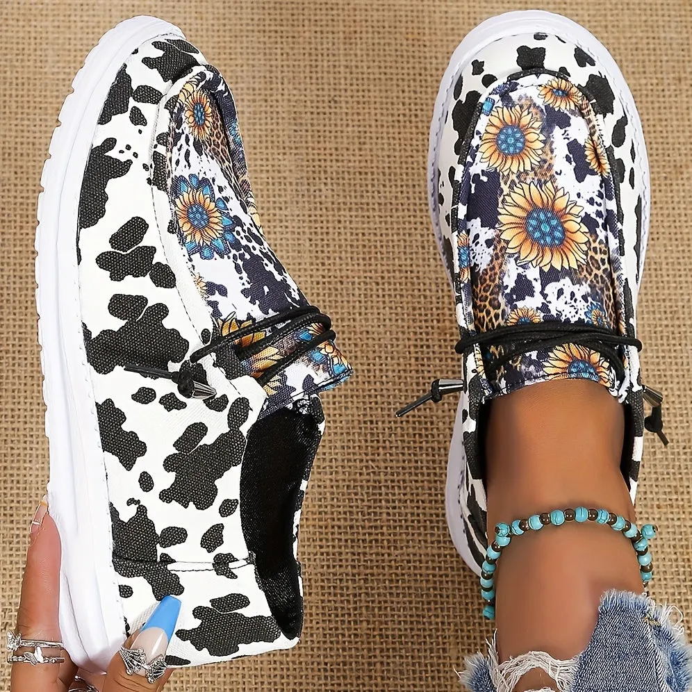 Women's Sunflower Print Canvas Shoes RE F4145