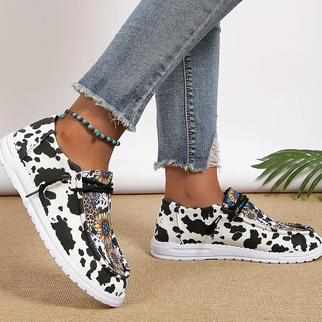 Women's Sunflower Print Canvas Shoes RE F4145