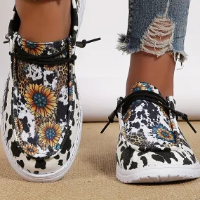 Women's Sunflower Print Canvas Shoes RE F4145