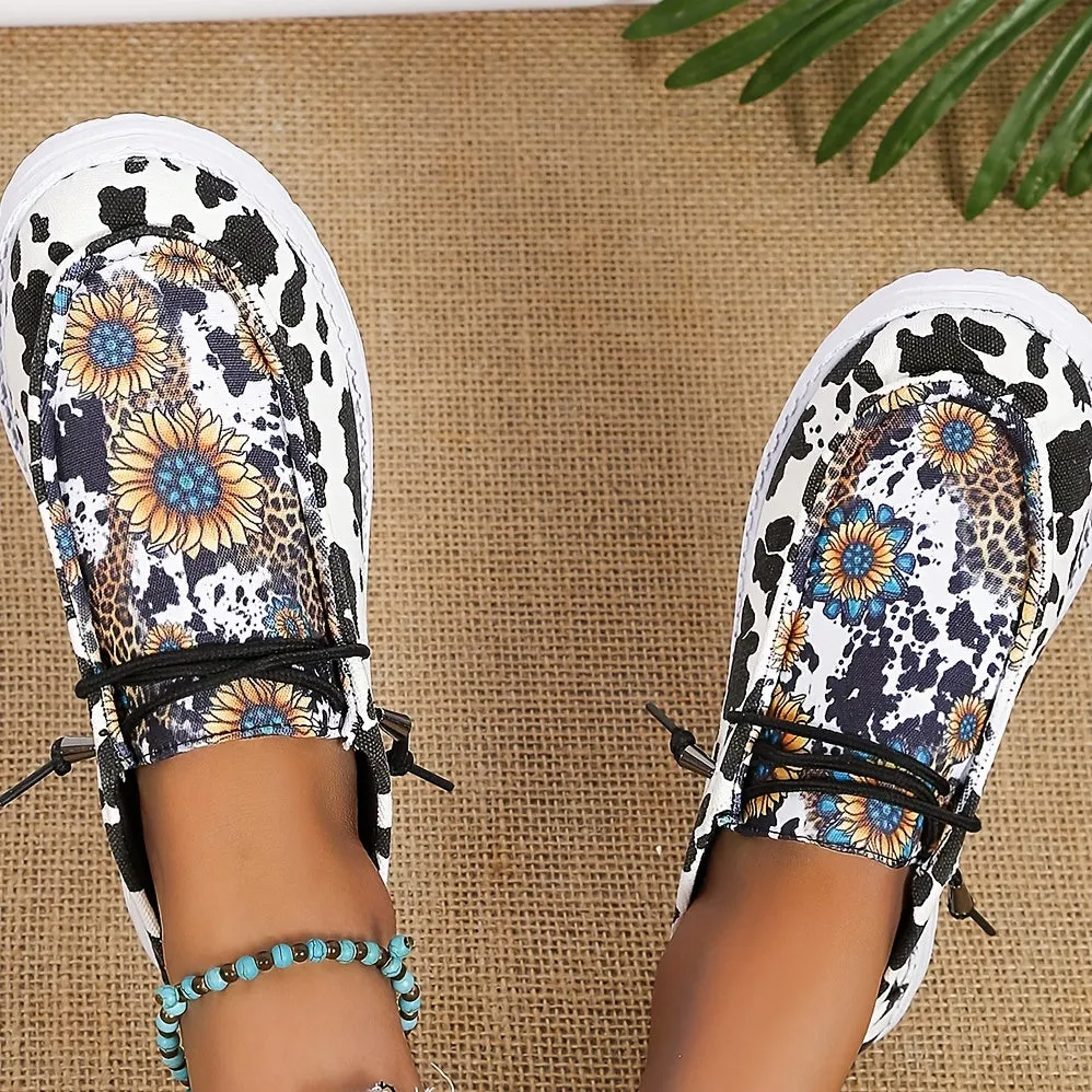 Women's Sunflower Print Canvas Shoes RE F4145
