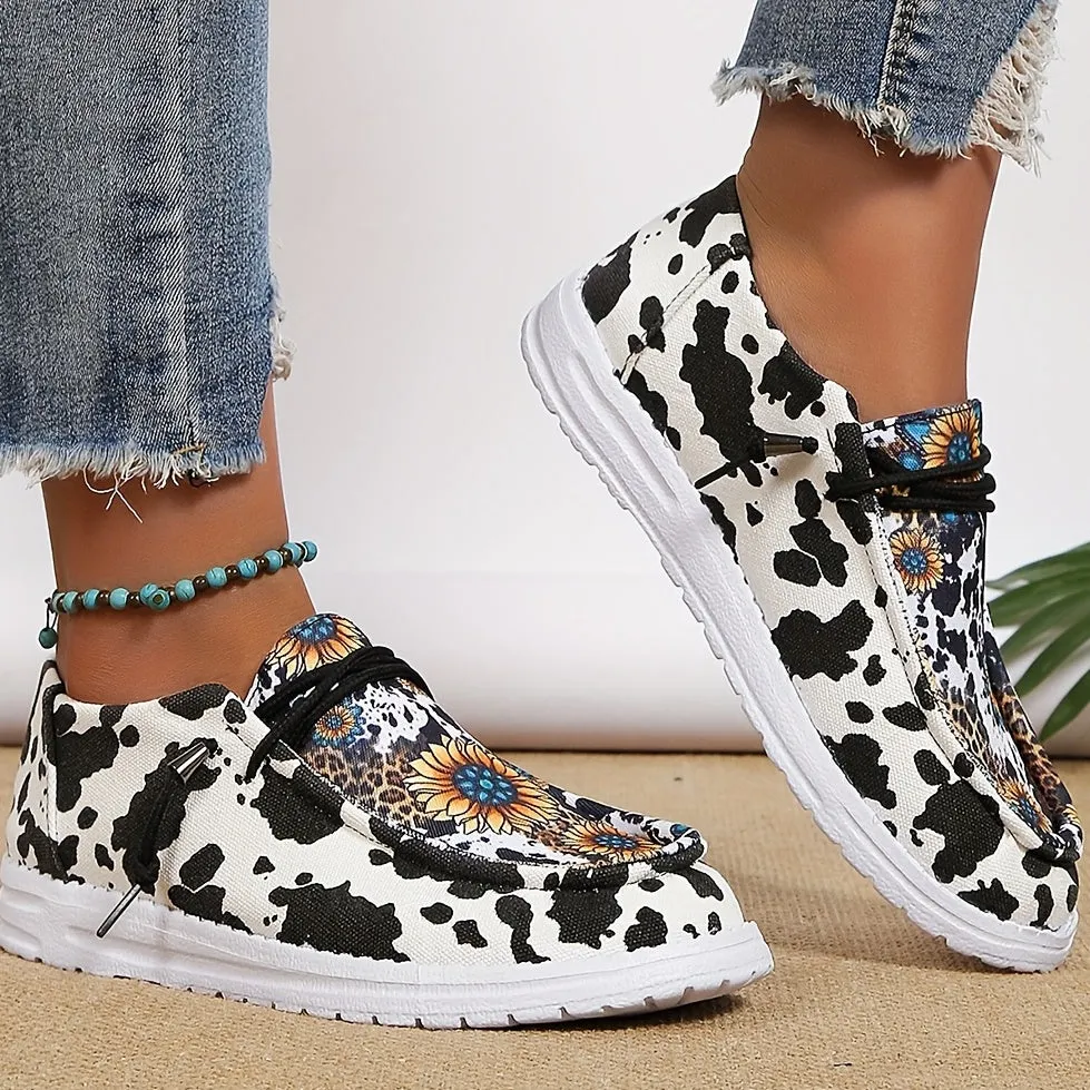 Women's Sunflower Print Canvas Shoes RE F4145