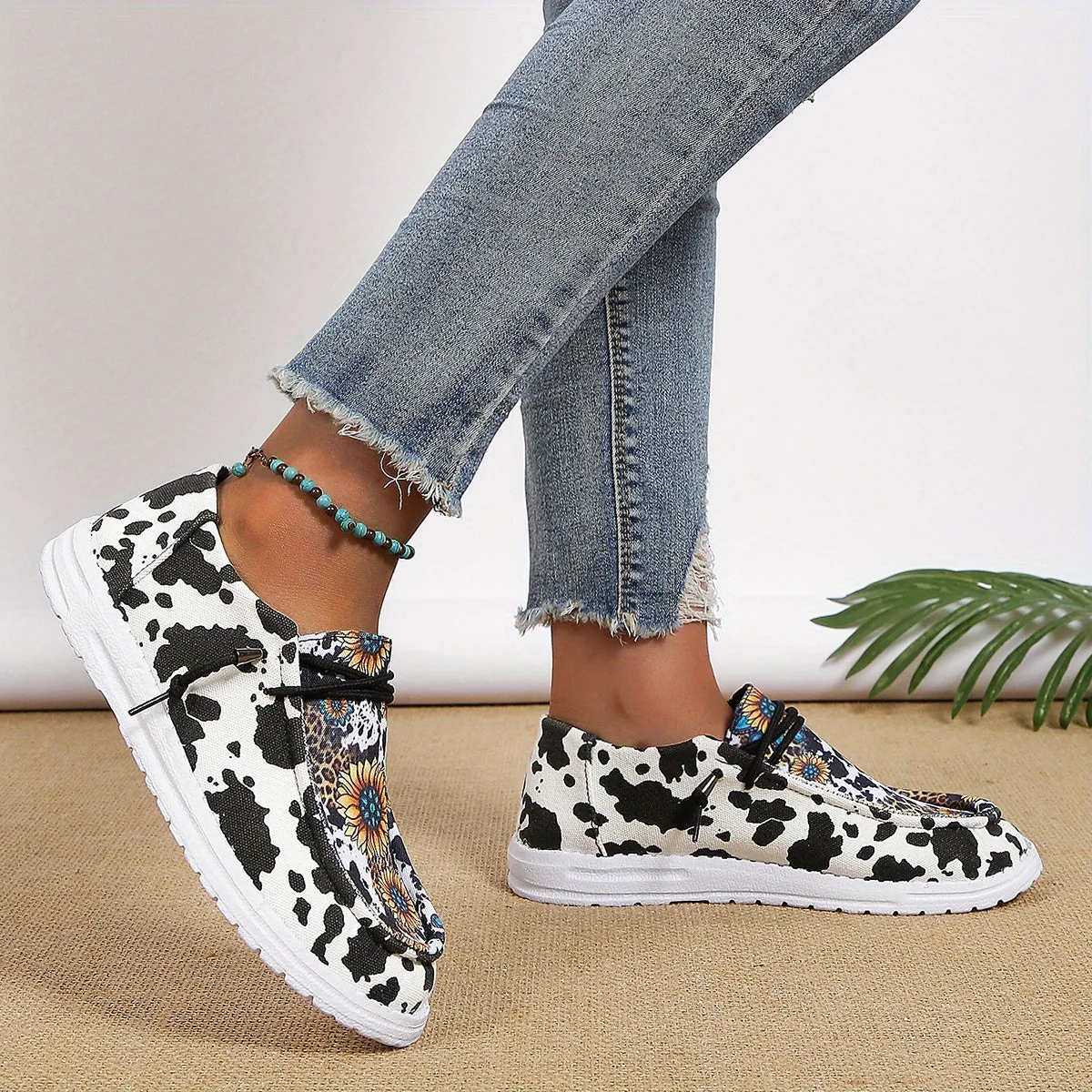 Women's Sunflower Print Canvas Shoes RE F4145