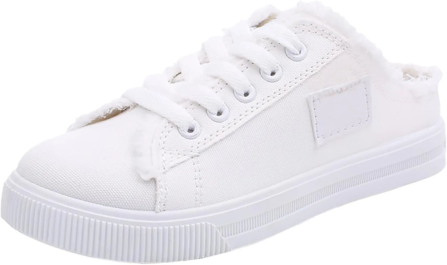 Women's White Canvas Shoes Casual Tennis Shoes Casual Sports Preppy Flat Sneakers Classic Comfortable Clipper Sneakers Low Top Walking Shoe